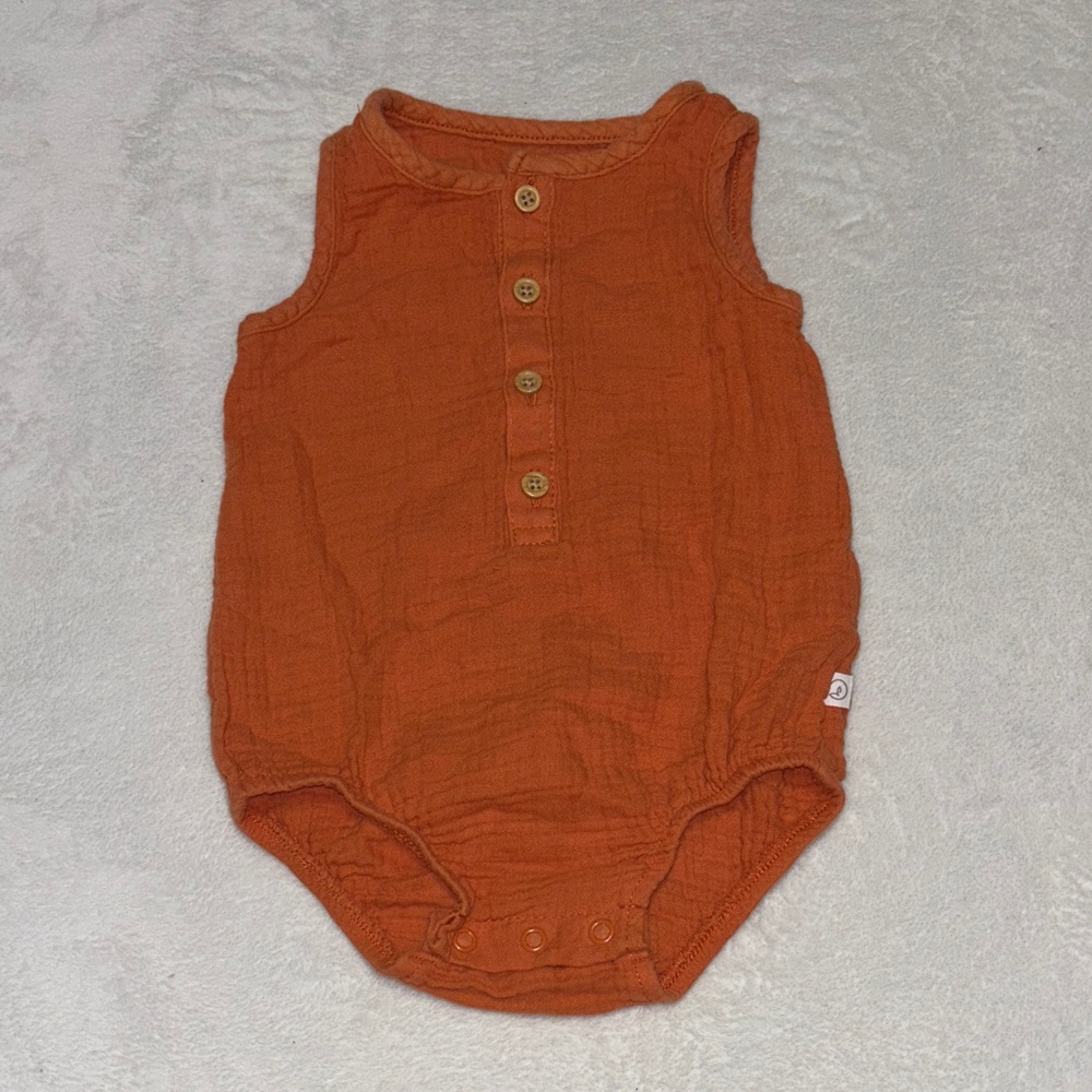 little planet carters organic Orange Sleeveless Baby Romper 12 months